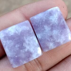 Pretty Purple Lepidolite Cabochon Pair